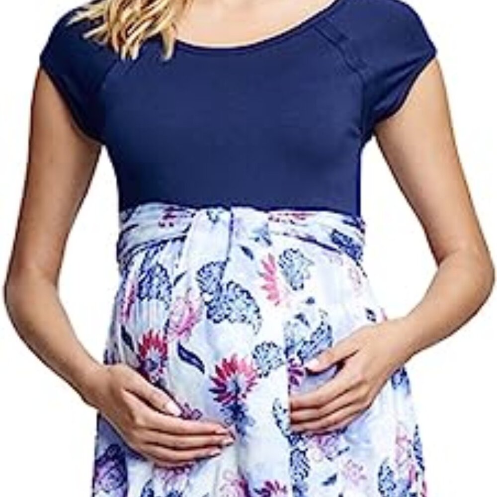 Maternal America Maternity Front Tie Dye Rose Dress